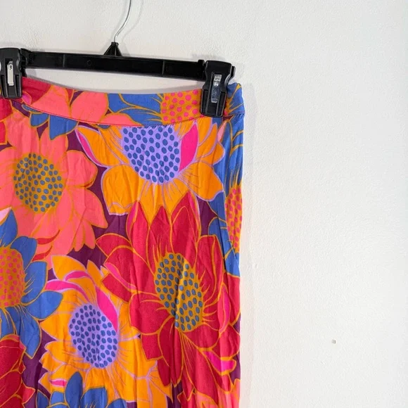 Farm Rio Vibrant Multicolor Sunflower Floral Print Midi Skirt XS - Picture 4 of 13